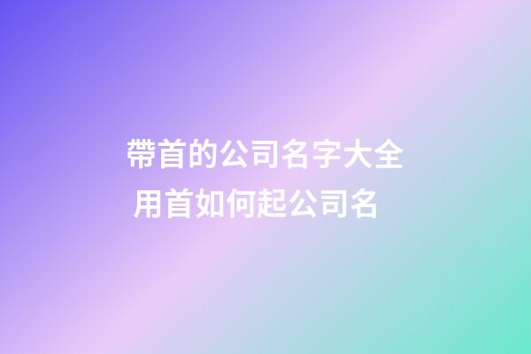 帶首的公司名字大全 用首如何起公司名-第1張-公司起名-玄機派